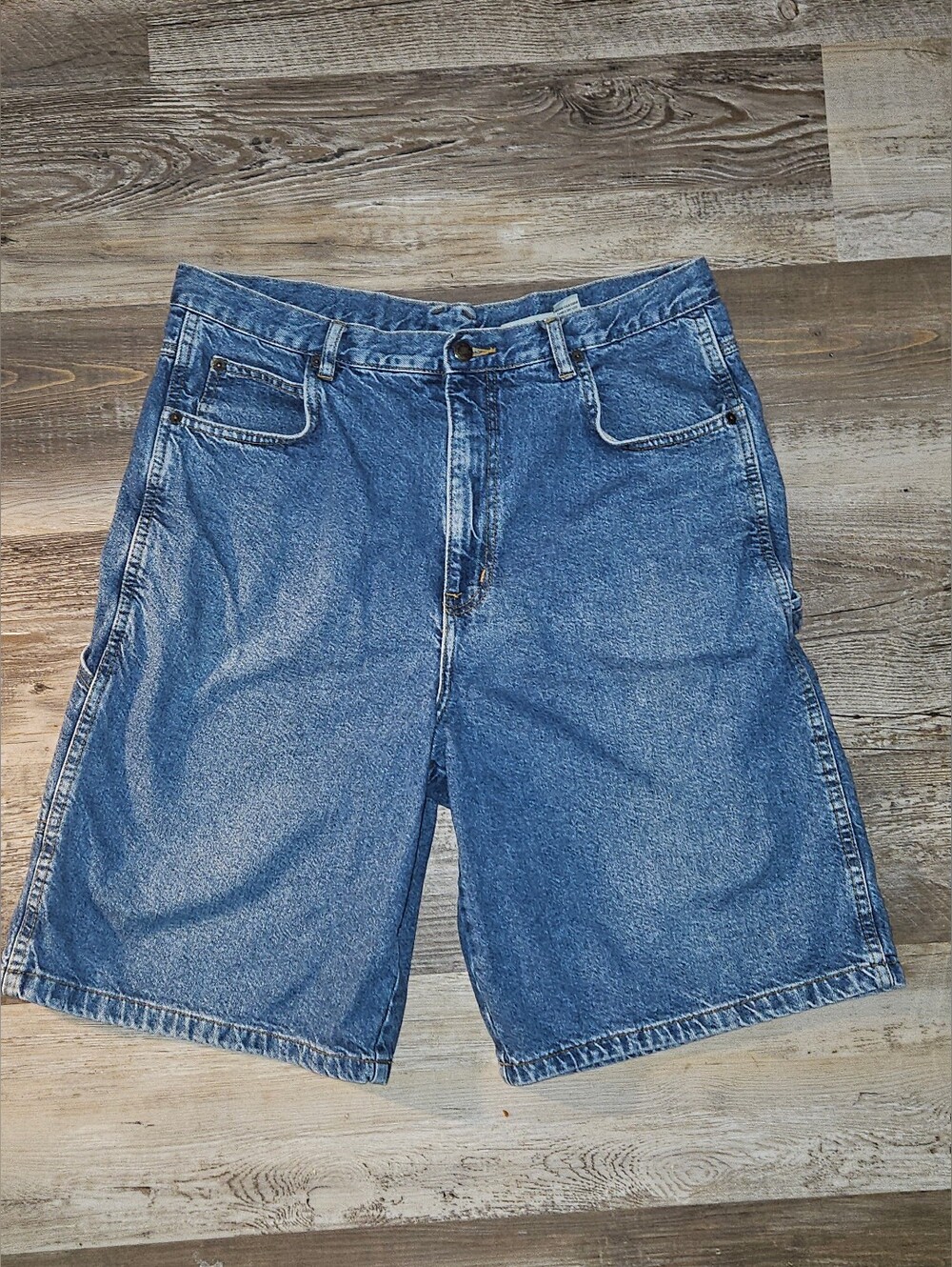 Vintage Ash Creek Trading Cargo Shorts Denim Jeans 100% Cotton Hammer Loop Jorts